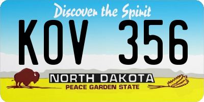 ND license plate KOV356