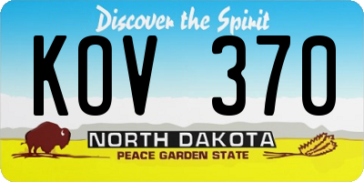 ND license plate KOV370