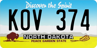 ND license plate KOV374