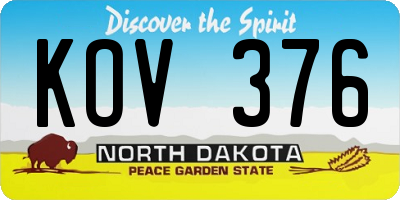 ND license plate KOV376