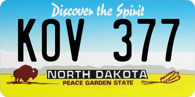 ND license plate KOV377
