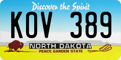 ND license plate KOV389
