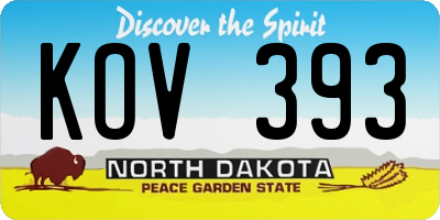 ND license plate KOV393