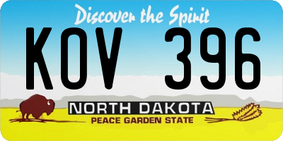 ND license plate KOV396