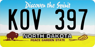 ND license plate KOV397