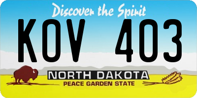 ND license plate KOV403