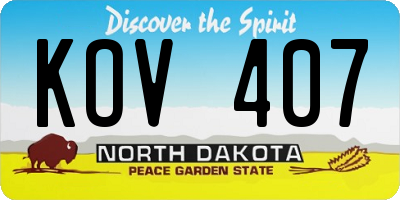 ND license plate KOV407