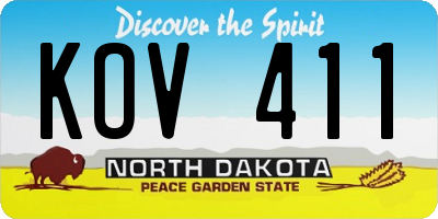 ND license plate KOV411