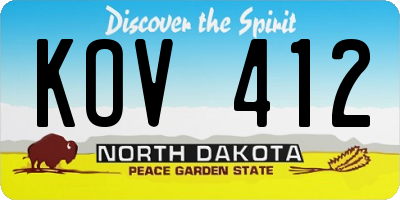 ND license plate KOV412