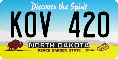 ND license plate KOV420