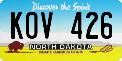 ND license plate KOV426
