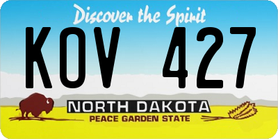 ND license plate KOV427