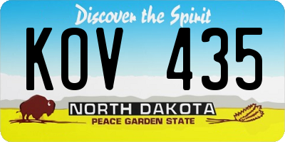 ND license plate KOV435