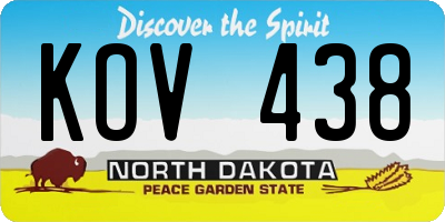 ND license plate KOV438