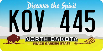ND license plate KOV445