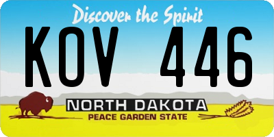 ND license plate KOV446