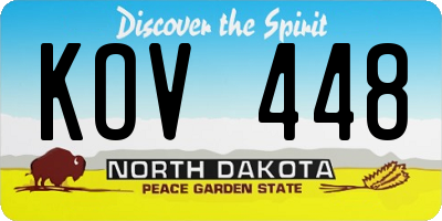 ND license plate KOV448