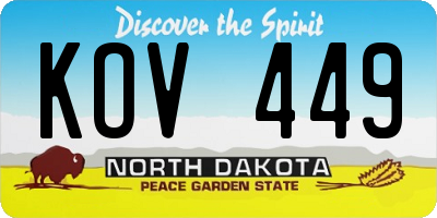 ND license plate KOV449