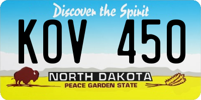 ND license plate KOV450