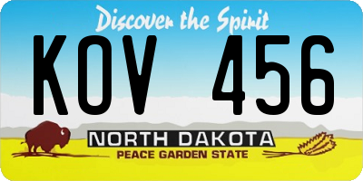 ND license plate KOV456