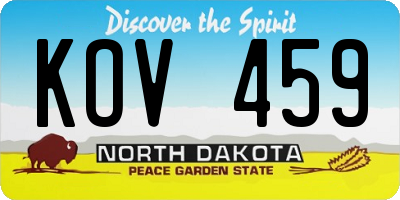 ND license plate KOV459