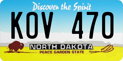 ND license plate KOV470