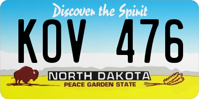 ND license plate KOV476