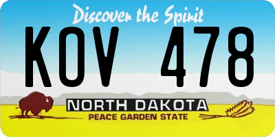 ND license plate KOV478