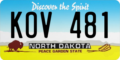 ND license plate KOV481