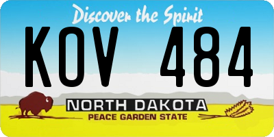 ND license plate KOV484