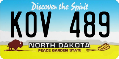 ND license plate KOV489