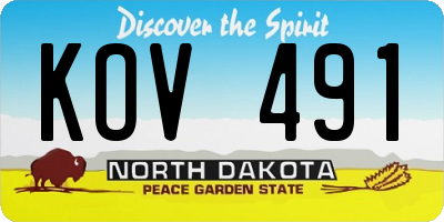 ND license plate KOV491