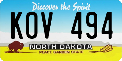 ND license plate KOV494