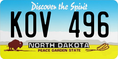 ND license plate KOV496