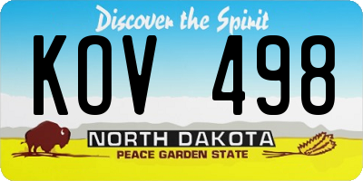 ND license plate KOV498
