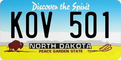 ND license plate KOV501