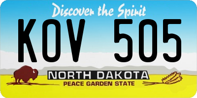 ND license plate KOV505
