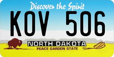 ND license plate KOV506