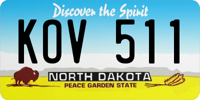 ND license plate KOV511