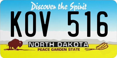 ND license plate KOV516