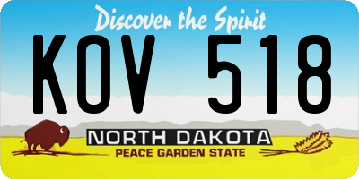 ND license plate KOV518