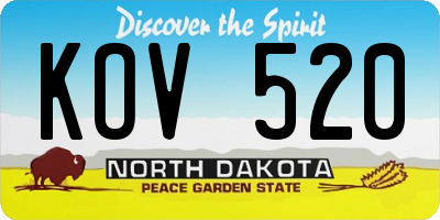 ND license plate KOV520