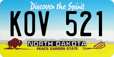 ND license plate KOV521