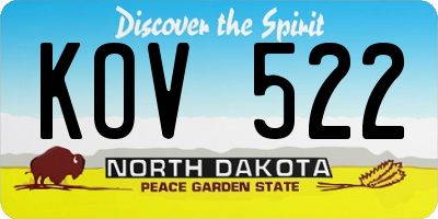 ND license plate KOV522