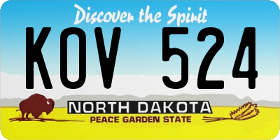 ND license plate KOV524