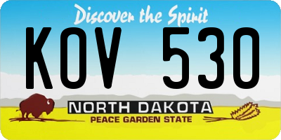 ND license plate KOV530