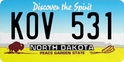 ND license plate KOV531