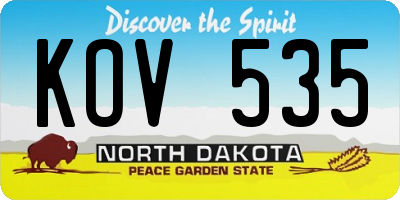 ND license plate KOV535