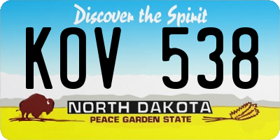 ND license plate KOV538