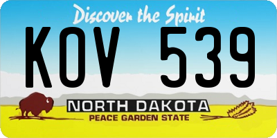 ND license plate KOV539